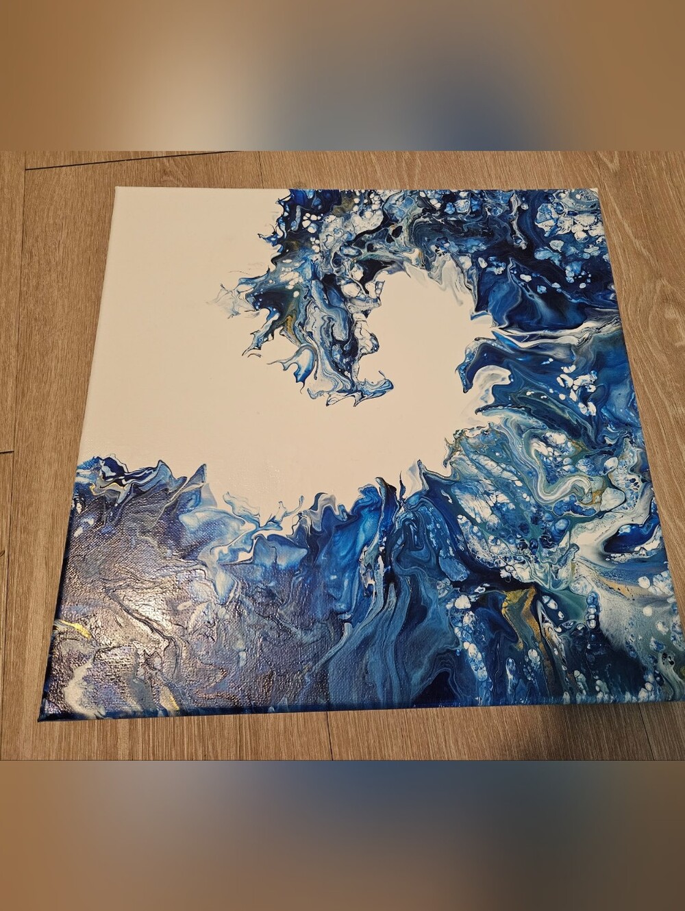 Abstract Blue Wave Canvas  - Handcrafted Art Not A Print. Local Florida Artist.